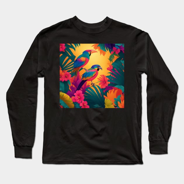 Tropical Jungle Haven Long Sleeve T-Shirt by Moulezitouna